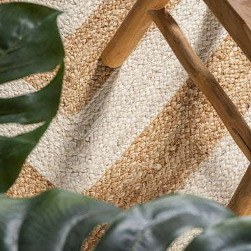 Piper Two-tone Chevron Round Jute Area Rug